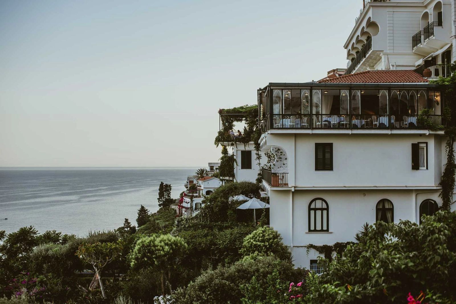 5-star resort with a glass-walled topmost event room along Amalfi Coast