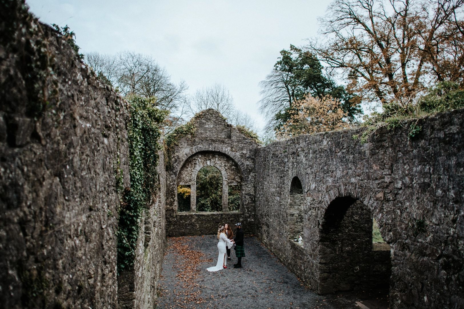 Historic estate with a church ruin in the Loughcrew valley