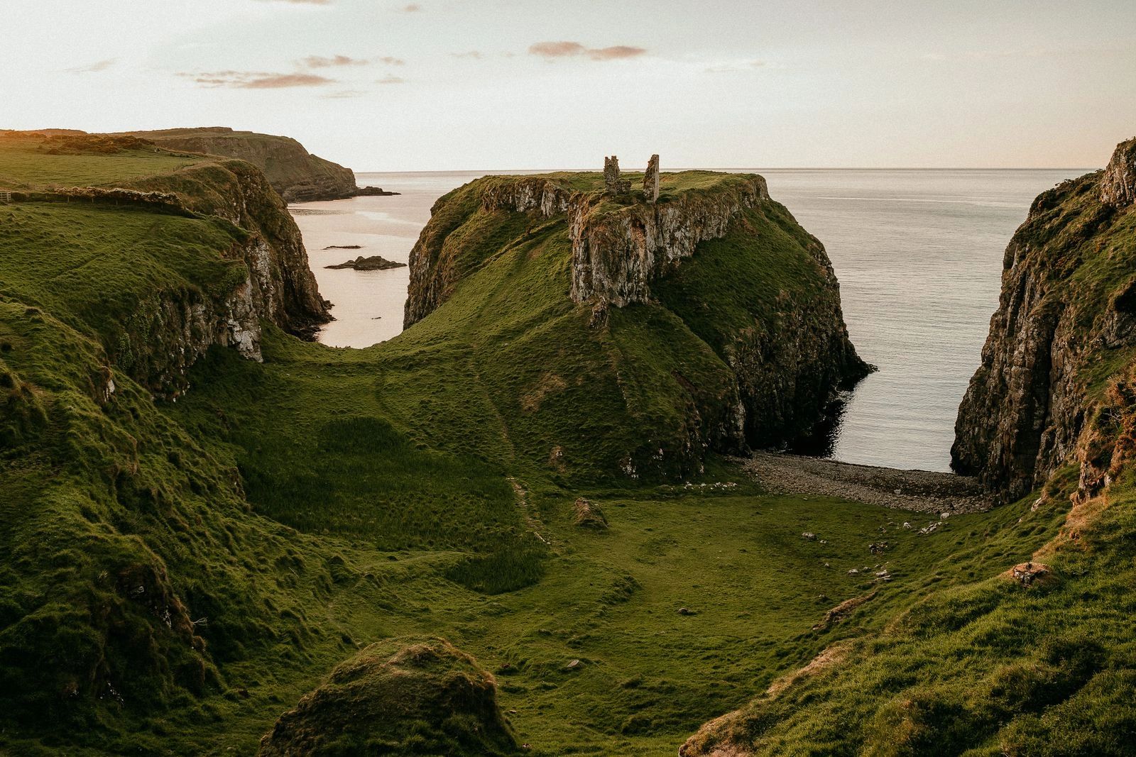Three clifftop spots with meadows and ocean in Northern Ireland