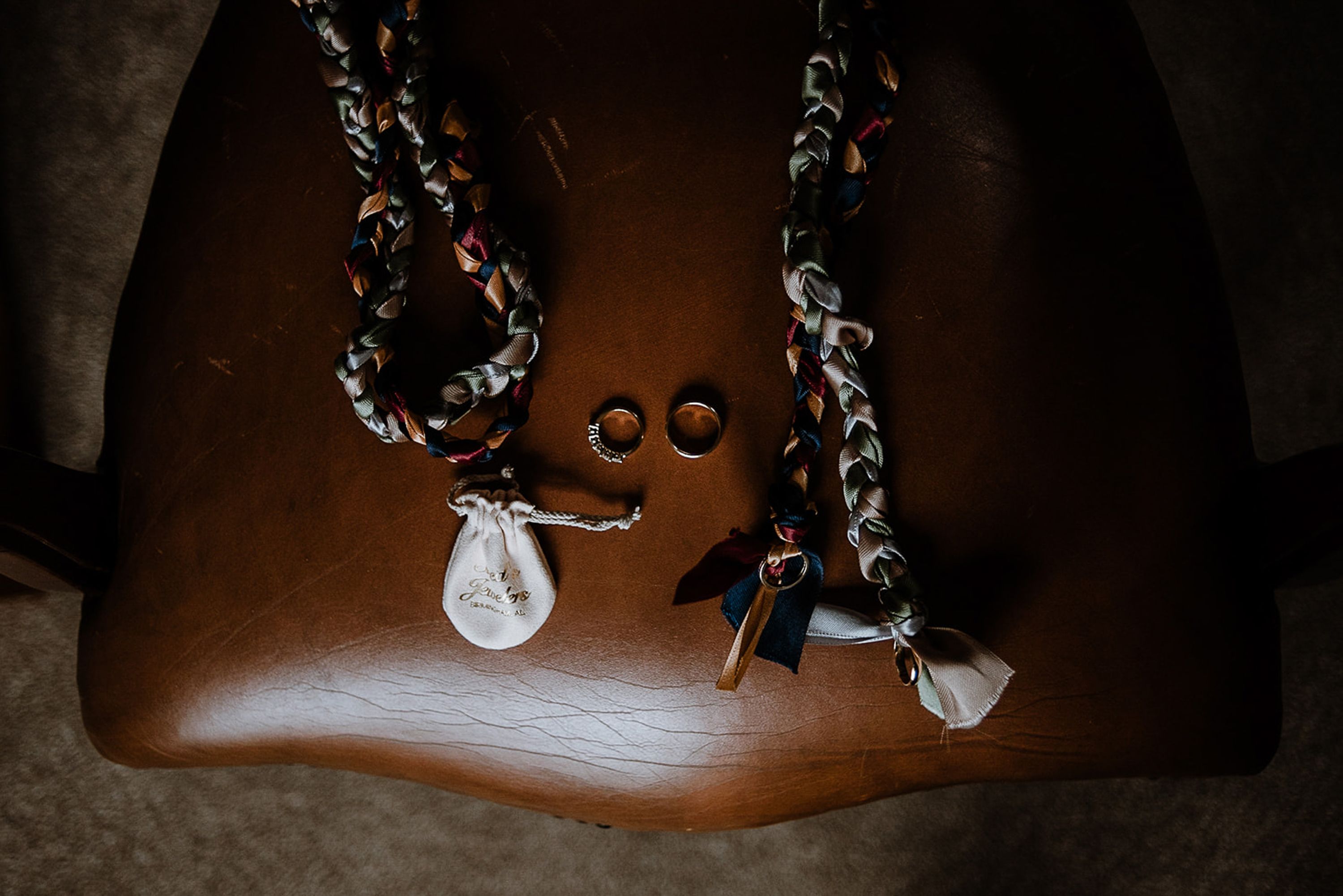 Iron integrated into a custom fabric chain to act as Toc Ferro for an intimate wedding in Italy