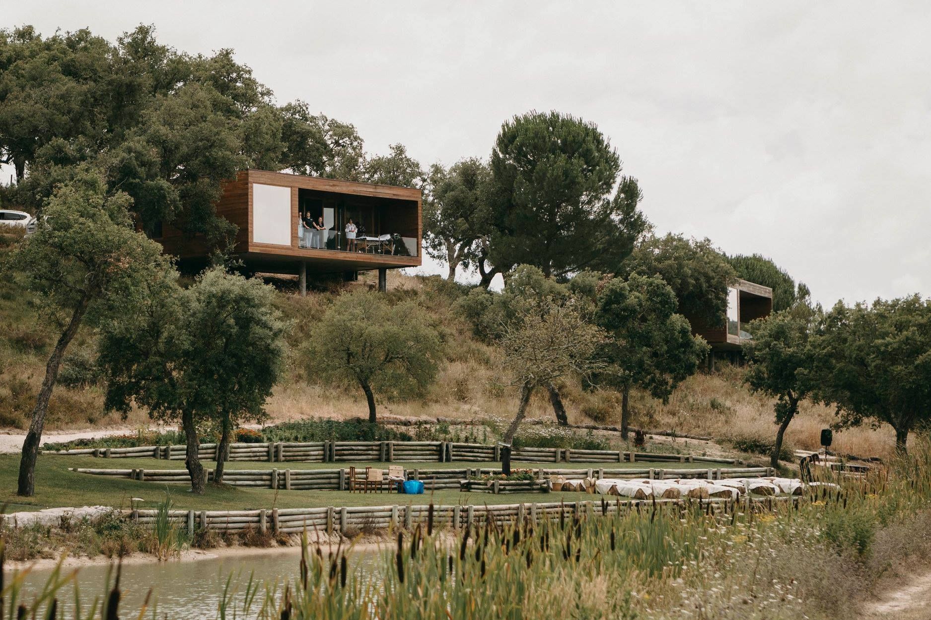 A modern tree house amidst a forested country estate in Canha for destination weddings in Portugal
