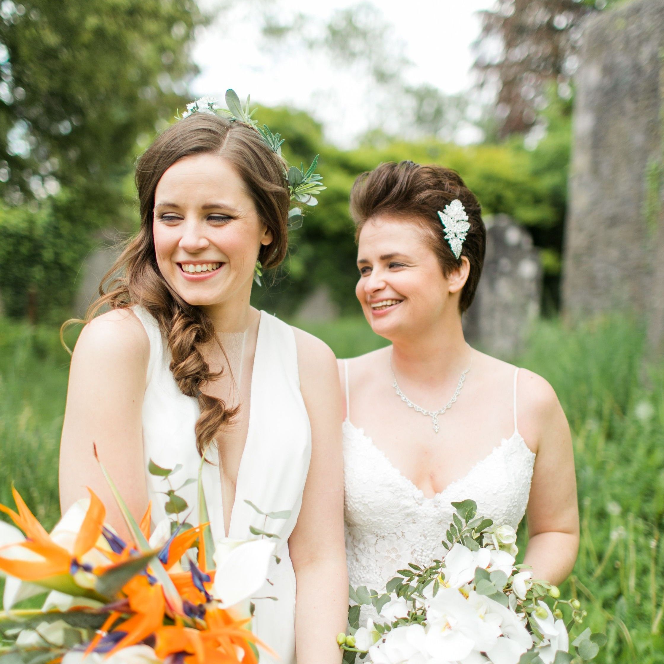 Two brides who got married in a monastery ruin in Ireland