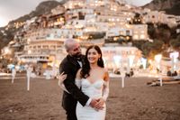 Bride and groom having a sunset photoshoot during their Italian elopement
