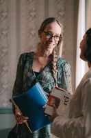 Destination wedding planner talking to a bride at a wedding in Germany
