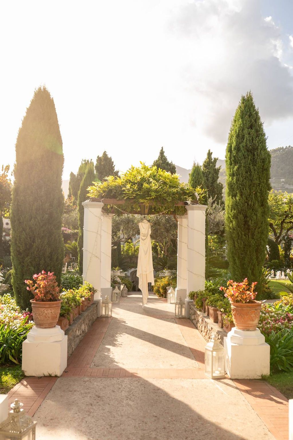 Garden and gazebo of an ancient villa with timeless charm in Italy