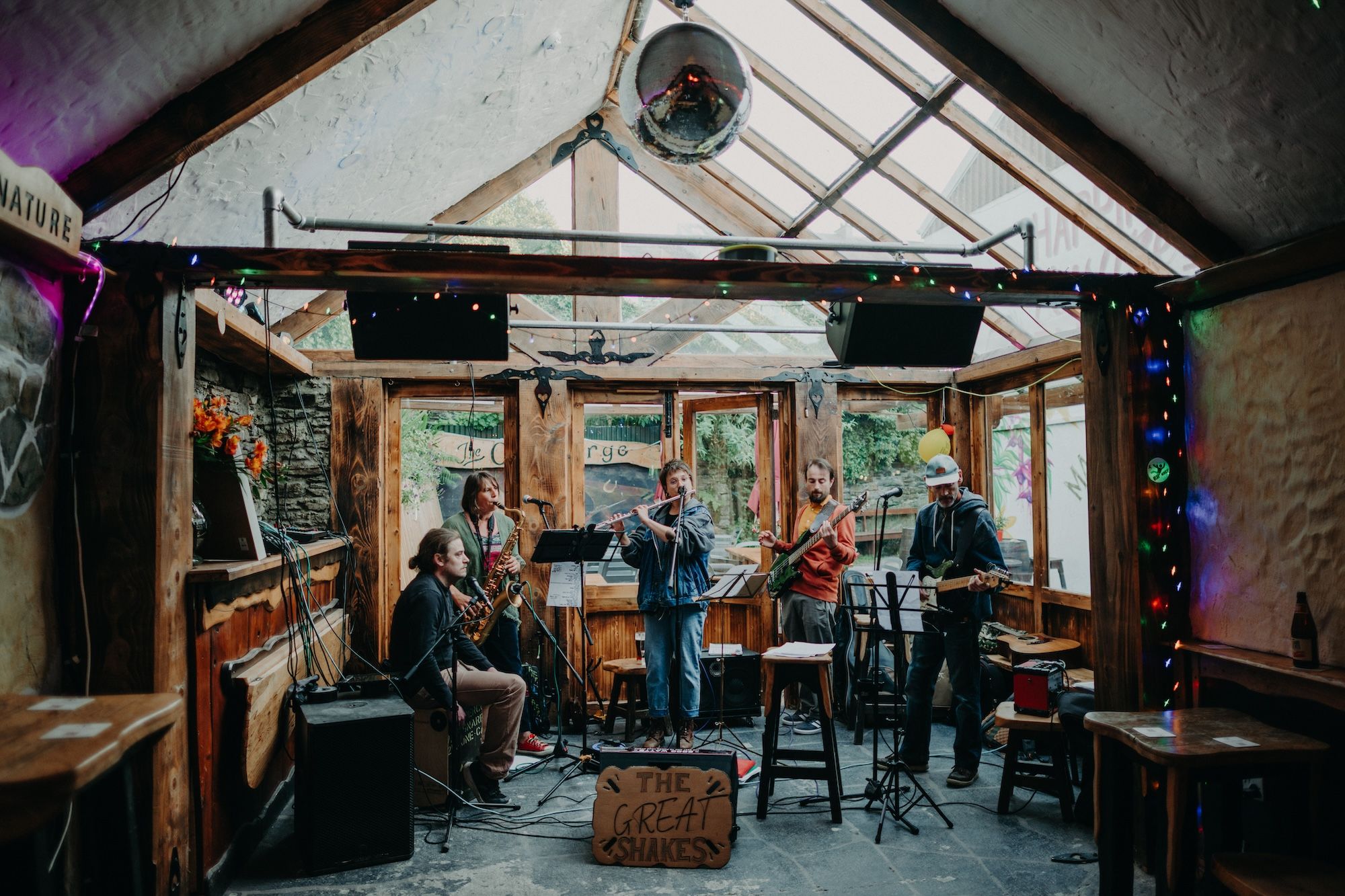 A band playing in a pub for the party of an intimate wedding in Ireland