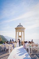 Mallorca's clear skies, mountains, and the Mediterranean Sea make up the backdrop of a micro wedding in Spain
