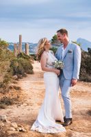 Bride and groom on their wedding day in Ibiza