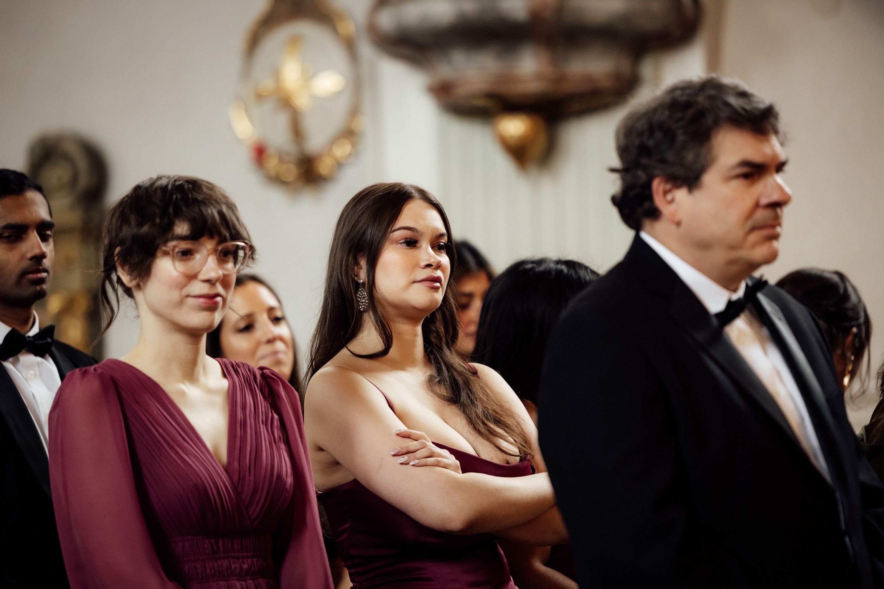 Wedding guests watch the ceremony attentively at a small wedding in Austria