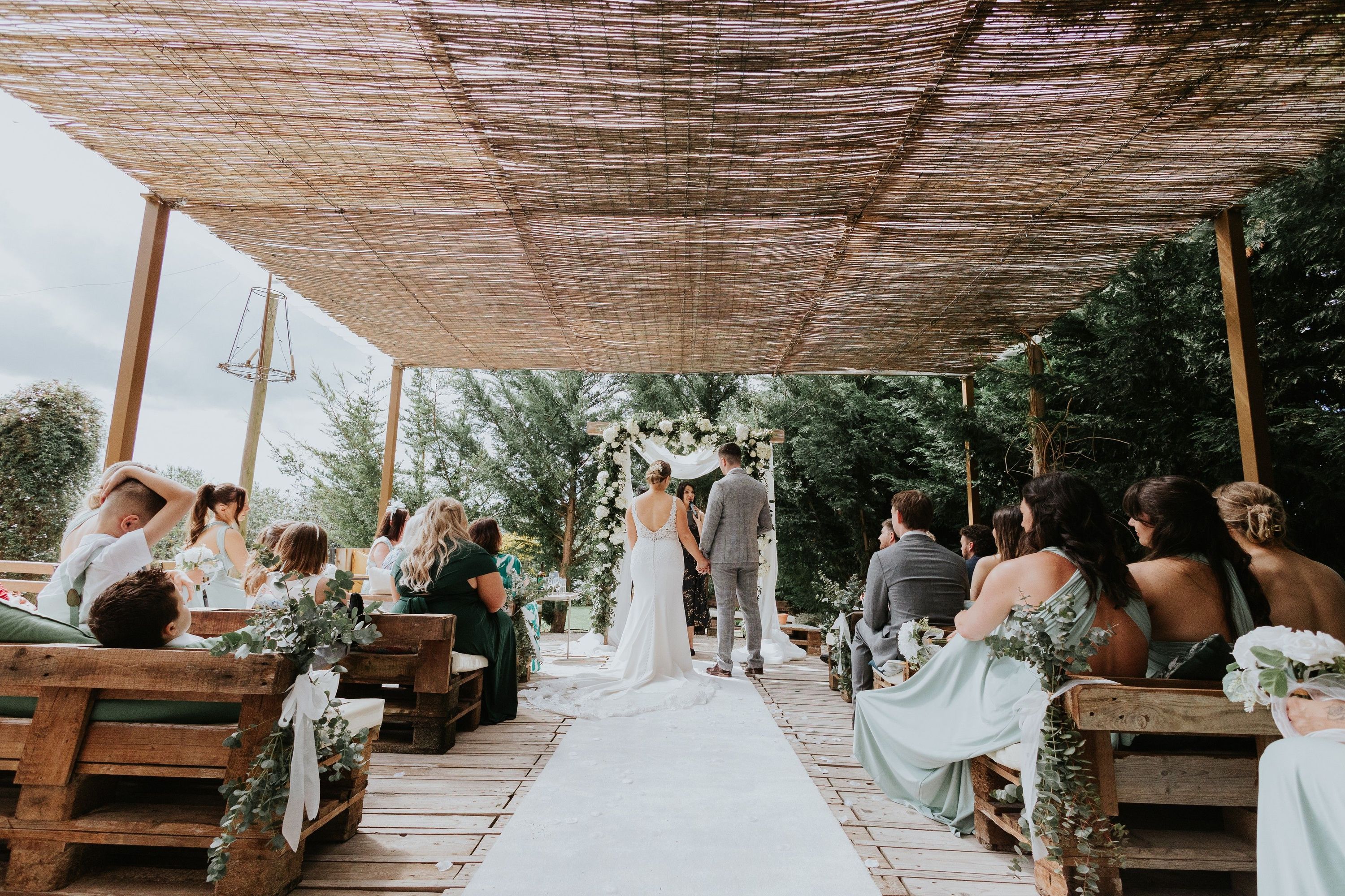 Outdoor civil ceremony for a destination wedding in Portugal