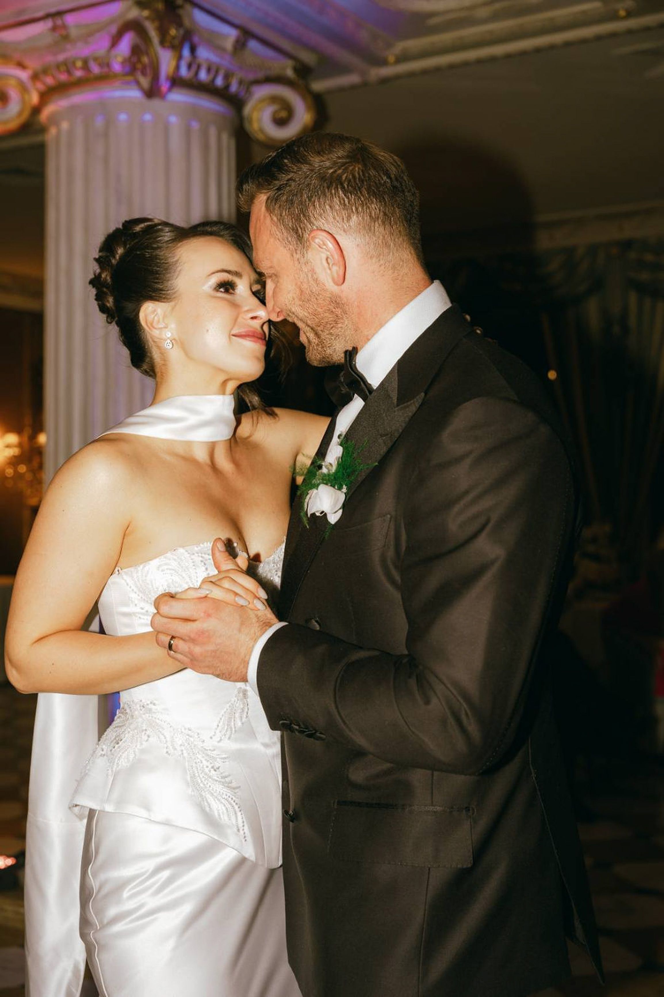 Bride and groom sharing a romantic dance at a small wedding in Italy celebration