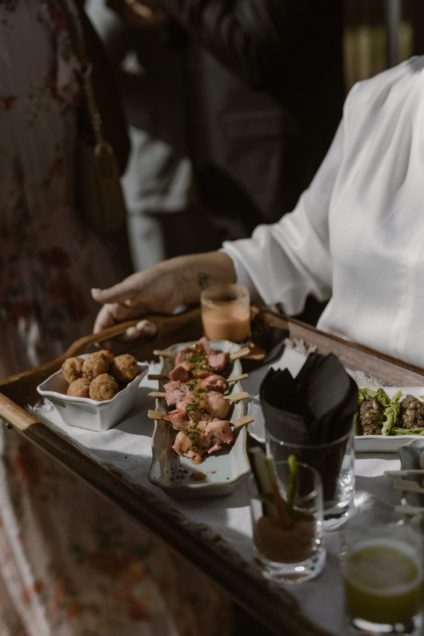 a tray of canapés for a wedding