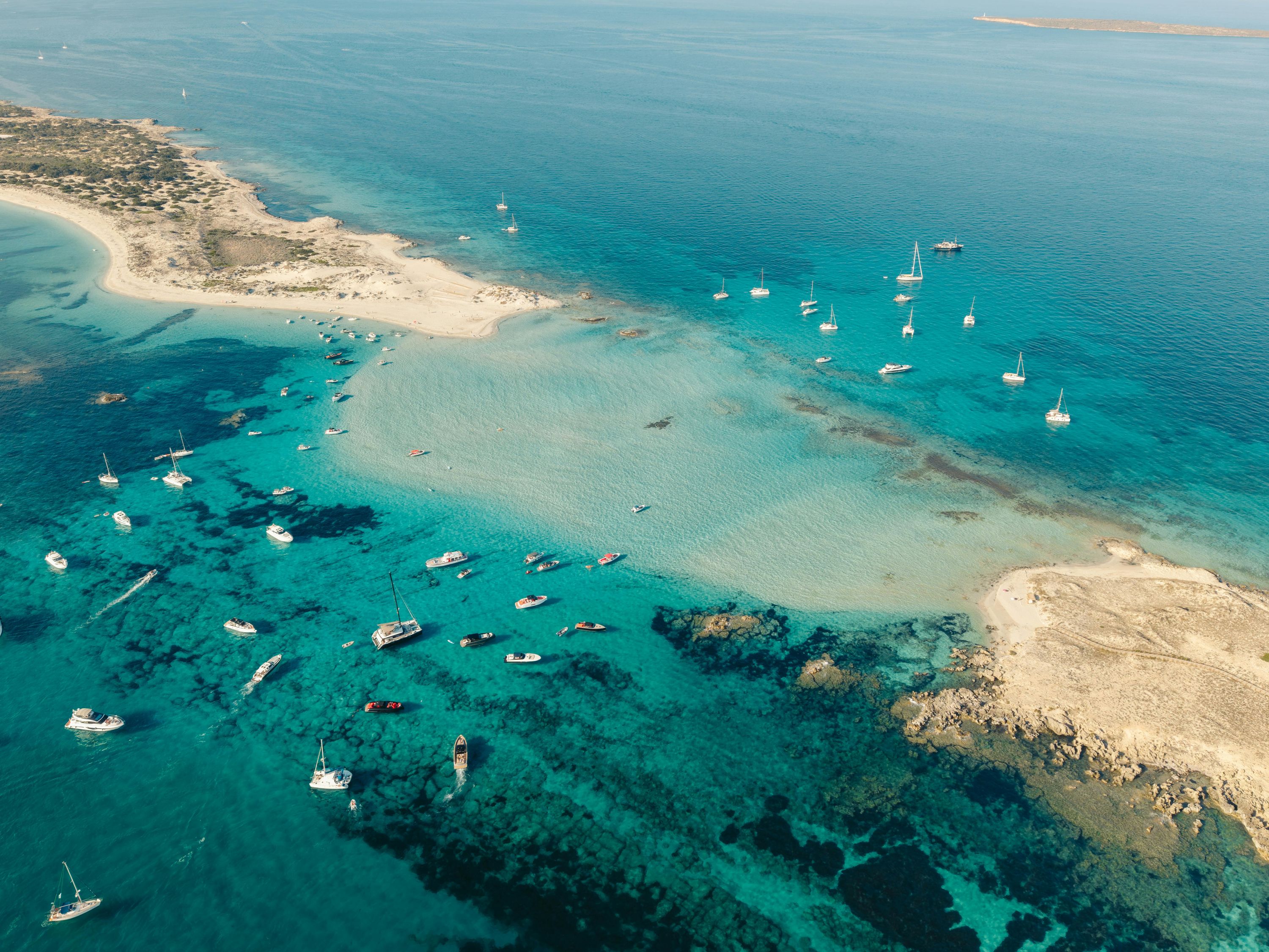 Clear blue-green waters of Formentera showing its pristine condition