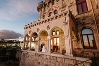 A historic fortress palace for intimate weddings in portugal during sunset