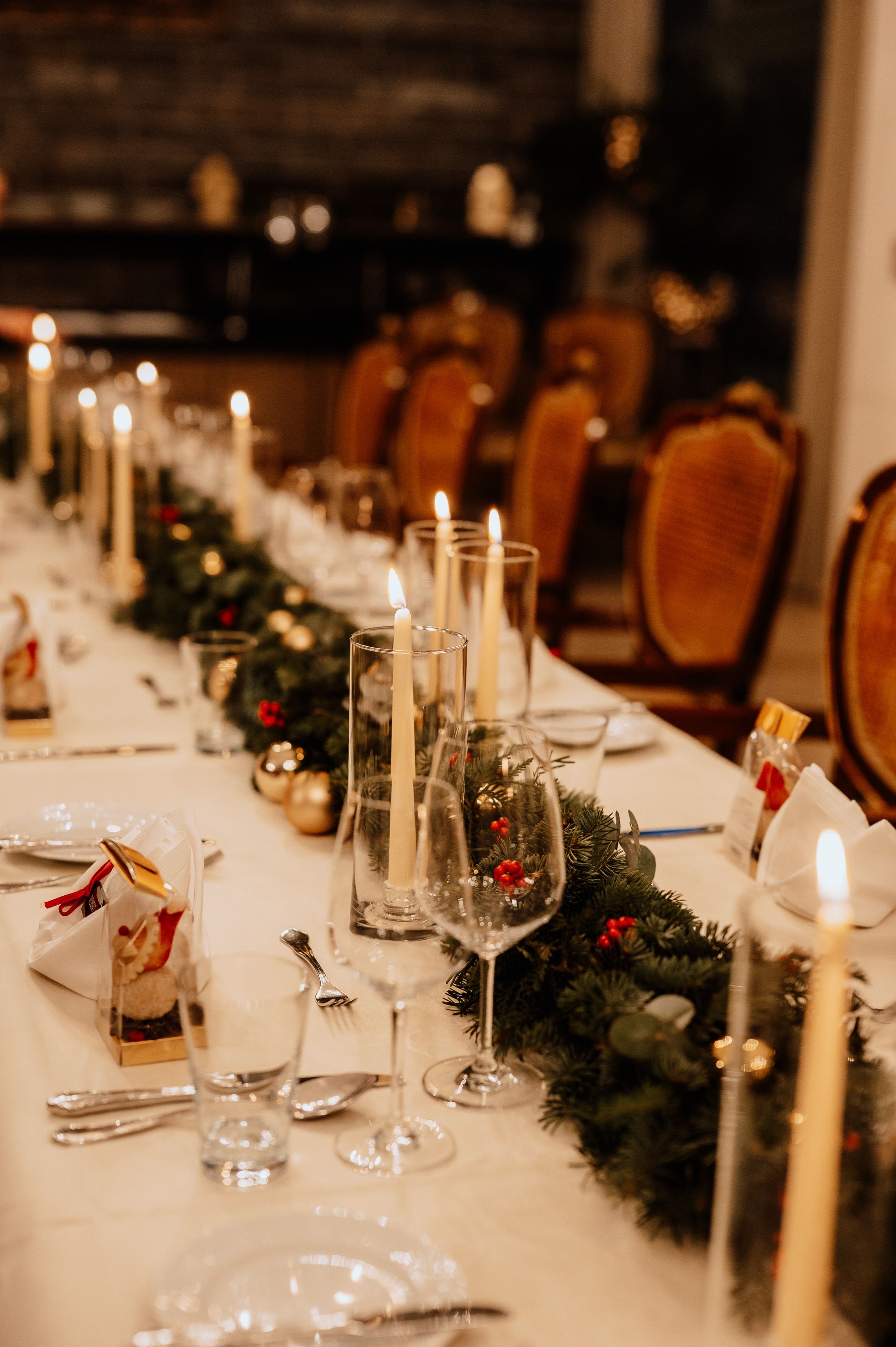 A reception table setup for a small wedding in Germany