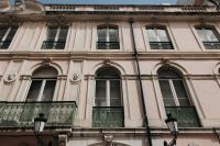 White historic palace with arched windows in Portugal