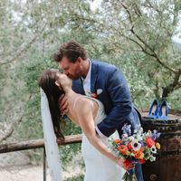 Bride and groom kissing on their wedding day in Spain