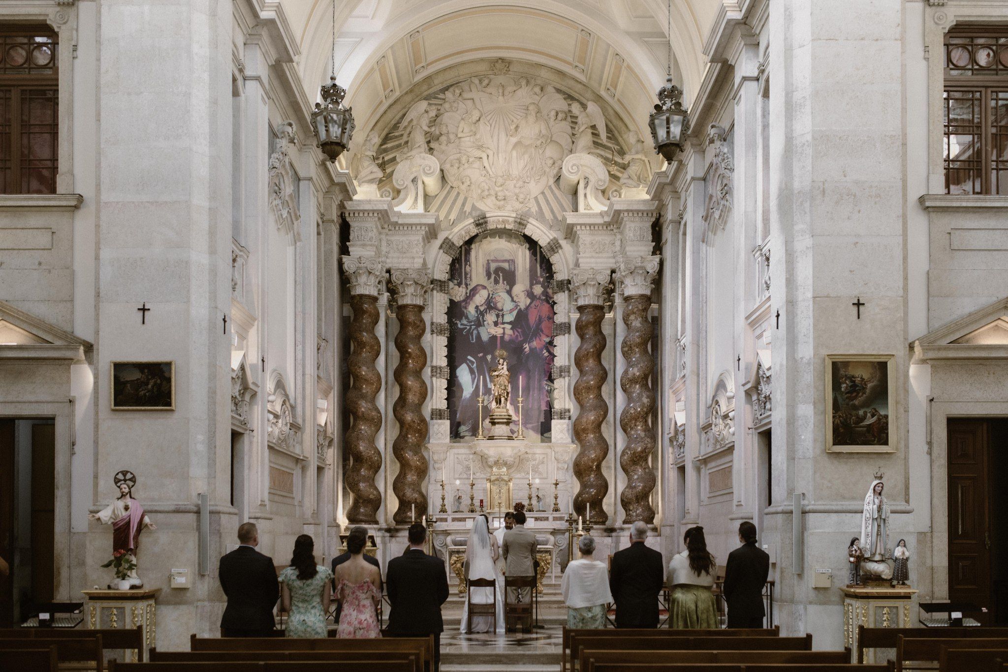 Catholic church ceremony for our couple's legally binding small wedding in Portugal