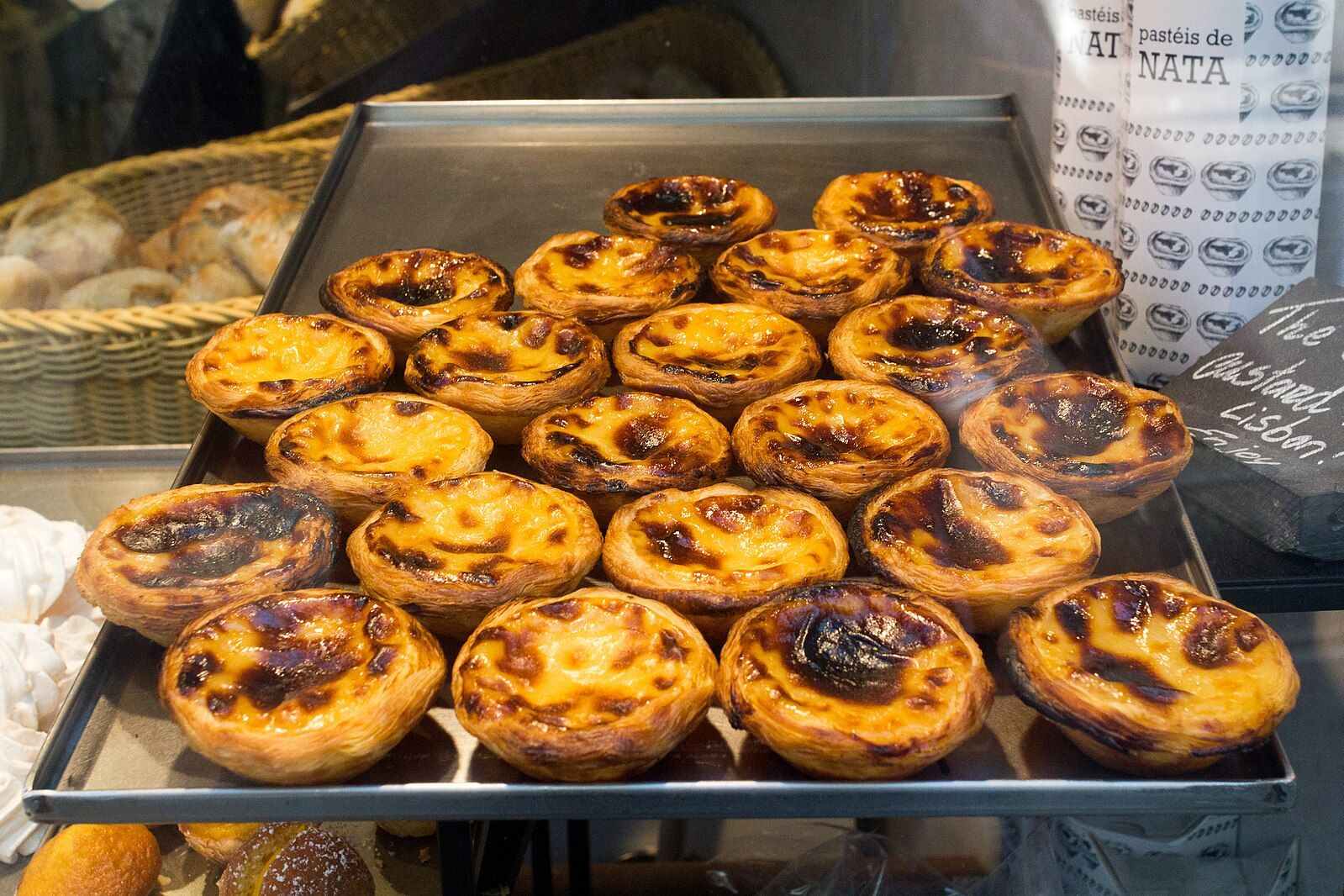 Six pieces of Pastéis de nata, a popular Portuguese dessert