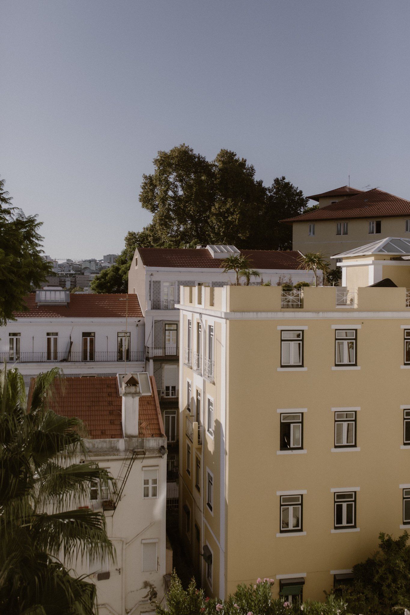 Beautiful and tall buildings of a palace hotel venue for destination weddings in Portugal