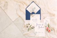 Watercolour invitation suite for a small wedding in a French chateau